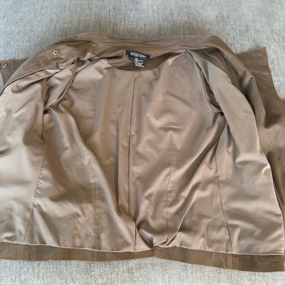 Etcetera Women Brown Genuine Leather Asymmetrical Snap Jacket Size 4 Taupe Moto - Picture 15 of 15